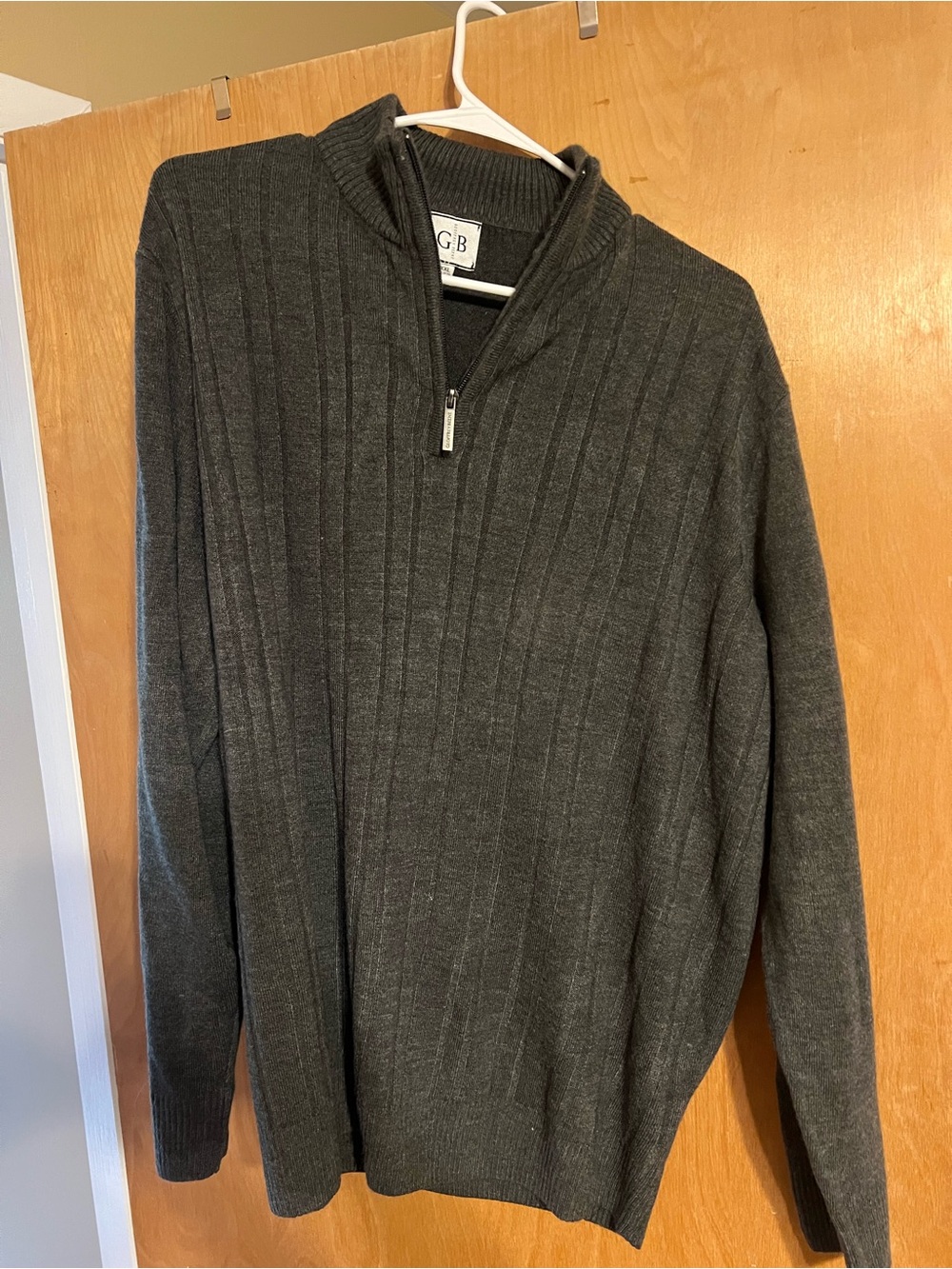 Geoffrey Beene Men's Dark Gray Half-Zip Ribbed Sweater